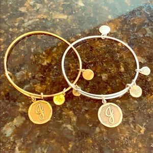 Pair of Alex and Ani Monogrammed Bracelets